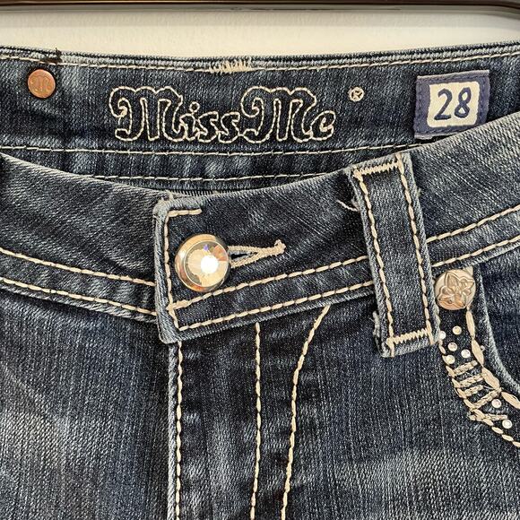 Miss Me Easy Boot Jeans 28 Womens Bling Embellished Boot Cut Midrise Denim - Picture 5 of 7